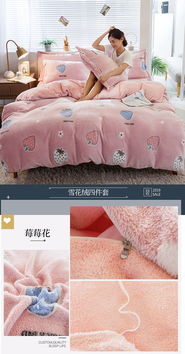 朵西娜 ba版雪花絨四件套冬季加厚保暖雙面絨被套珊瑚絨床單人三件套床上用品