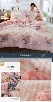 朵西娜 ba版雪花絨四件套冬季加厚保暖雙面絨被套珊瑚絨床單人三件套床上用品